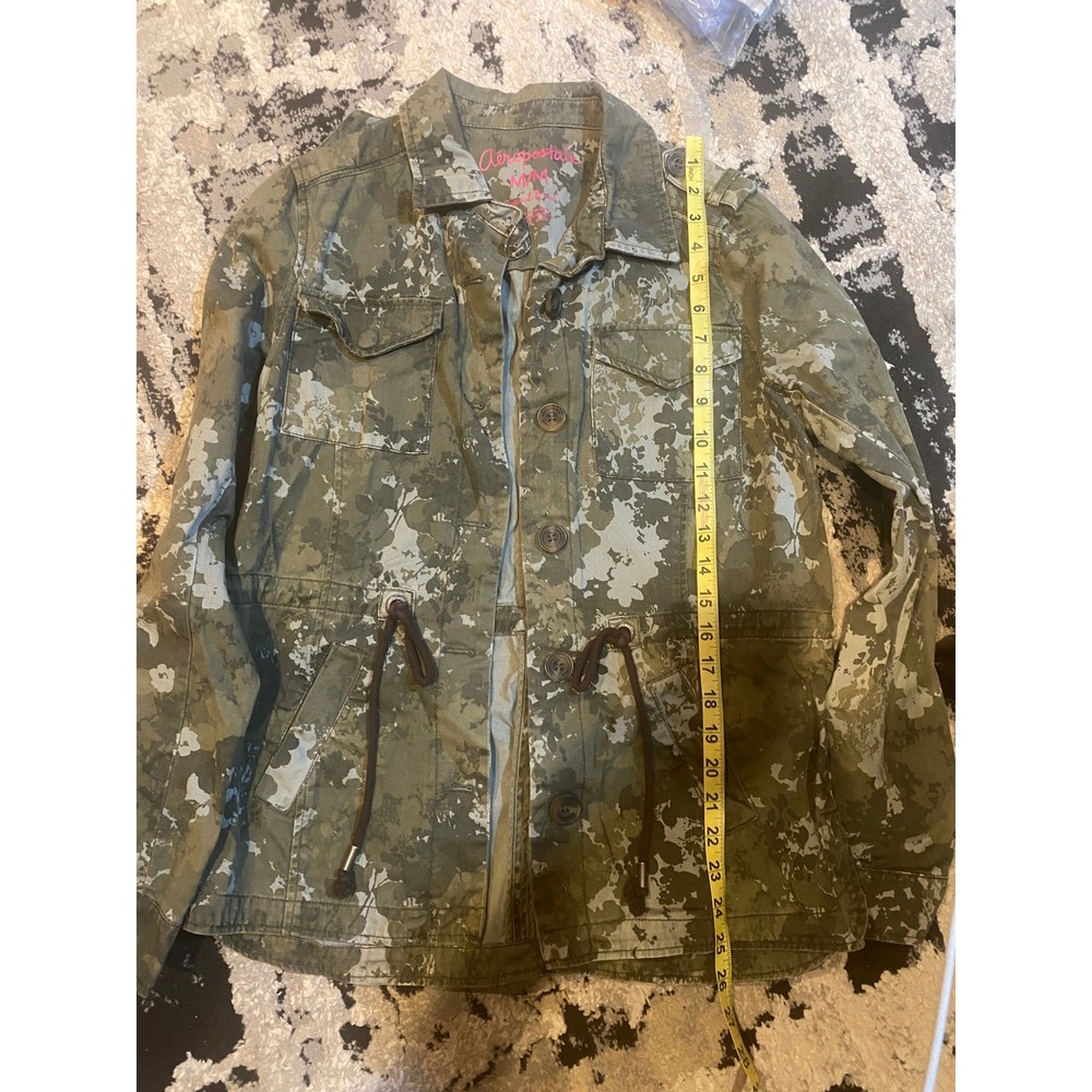 Aeropostale Womens Floral Camo Utility Field Jacket Olive Green Cotton Medium - Picture 9 of 10